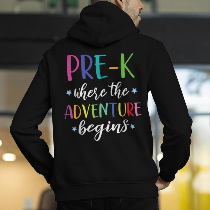 Pre-K Teacher Adventure Begins First Day Preschool Teachers Men's Hoodie Back Print, funny gift Pre-K Teacher Adventure Begins First Day Preschool Teachers Men's Hoodie Back Print, funny gift
