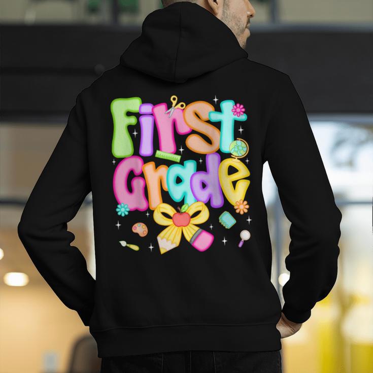 Preppy First Grade Back To School 1st Grade Teacher Girl Kid Men's Hoodie Back Print, First Grade Teacher Hoodies, funny gift Preppy First Grade Back To School 1st Grade Teacher Girl Kid Men's Hoodie Back Print, First Grade Teacher Hoodies, funny gift