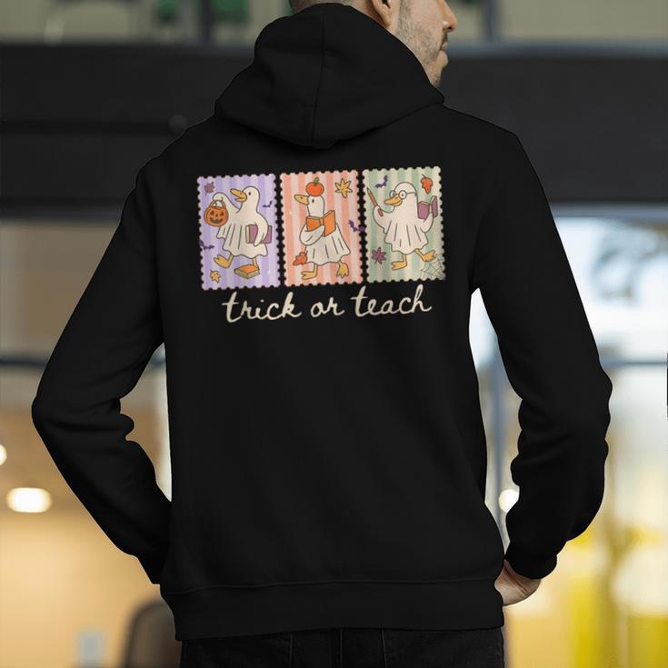 Preppy Goose Teacher Trick Or Teach Halloween Teacher Goose Men's Hoodie Back Print, funny gift Preppy Goose Teacher Trick Or Teach Halloween Teacher Goose Men's Hoodie Back Print, funny gift