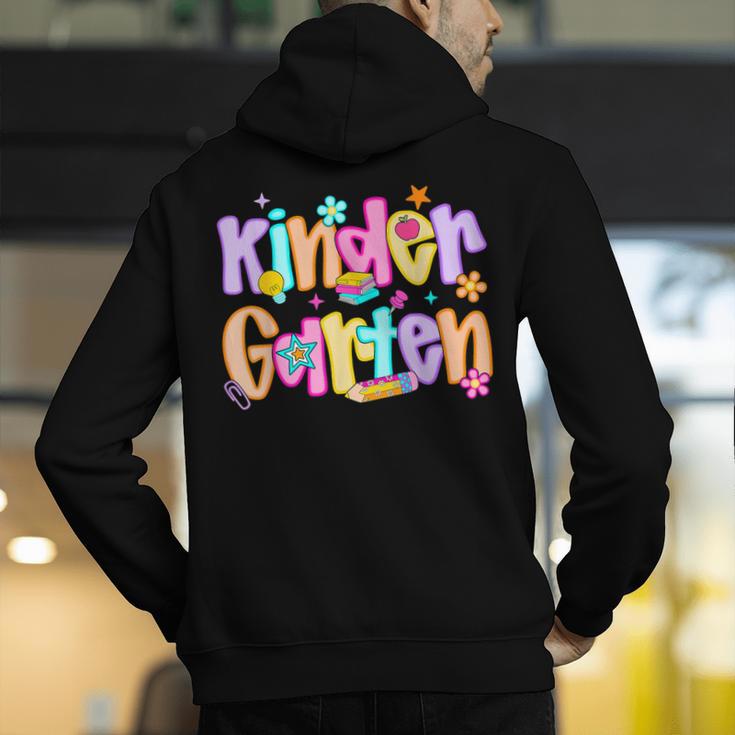 Preppy Kindergarten First Day Of School Teachers Girls Boys Men's Hoodie Back Print, funny gift