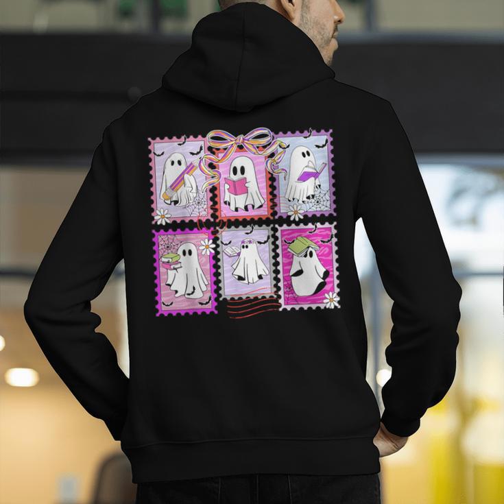 Preppy Spooky Teacher Halloween Ghost Coquette Bow Autumn Men's Hoodie Back Print, funny gift Preppy Spooky Teacher Halloween Ghost Coquette Bow Autumn Men's Hoodie Back Print, funny gift