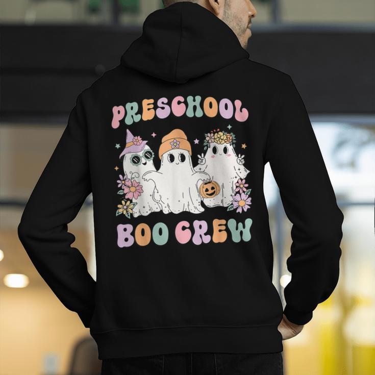 Preschool Boo Crew Groovy Halloween Floral Ghost Teacher Men Women Kids Men's Hoodie Back Print, Groovy Teacher Hoodies, funny gift Preschool Boo Crew Groovy Halloween Floral Ghost Teacher Men Women Kids Men's Hoodie Back Print, Groovy Teacher Hoodies, funny gift