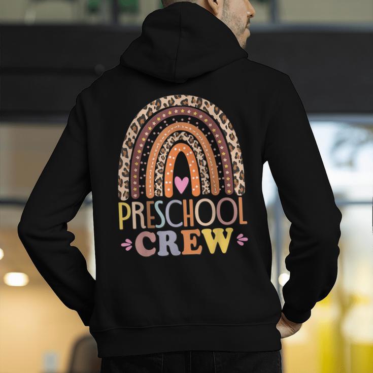 Preschool Crew Cute Leopard Rainbow Back To School Teachers Men's Hoodie Back Print, funny gift Preschool Crew Cute Leopard Rainbow Back To School Teachers Men's Hoodie Back Print, funny gift