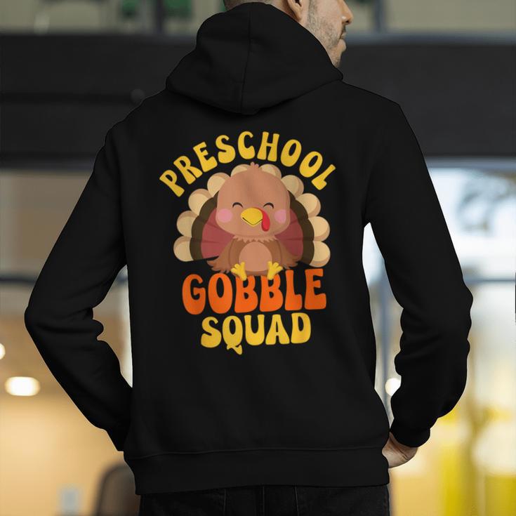 Preschool Gobble Squad Cute Turkey Thanksgiving Teacher Men's Hoodie Back Print, funny gift Preschool Gobble Squad Cute Turkey Thanksgiving Teacher Men's Hoodie Back Print, funny gift