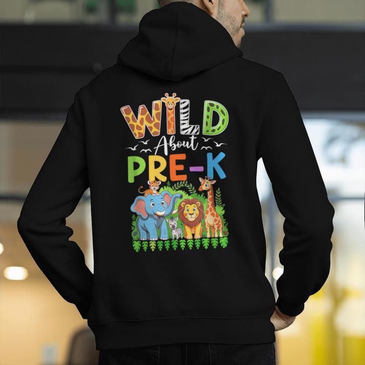 Preschool Teacher Kids Back To School Wild About Pre-K Men's Hoodie Back Print, funny gift