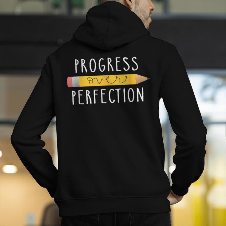 Progress Over Perfection Motivational Teacher Tee Men's Hoodie Back Print, funny gift Progress Over Perfection Motivational Teacher Tee Men's Hoodie Back Print, funny gift