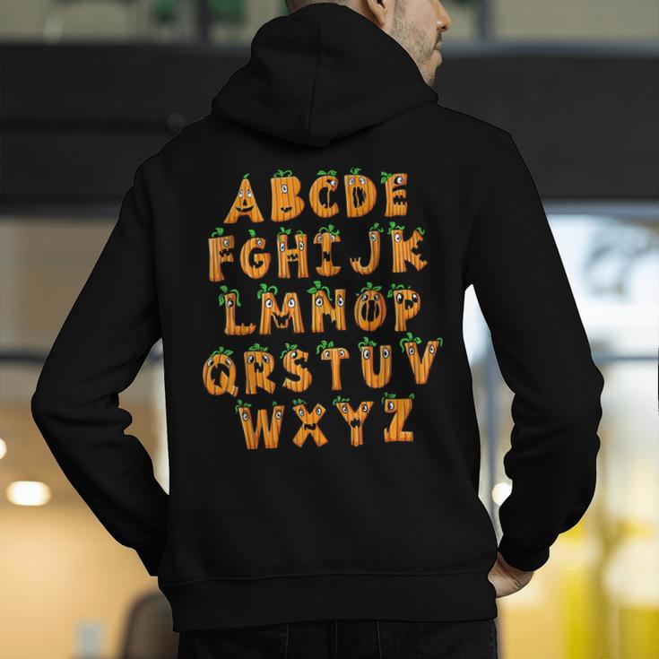 Pumpkin ABC Halloween Alphabet Costume School Teacher Kids Men's Hoodie Back Print, funny gift
