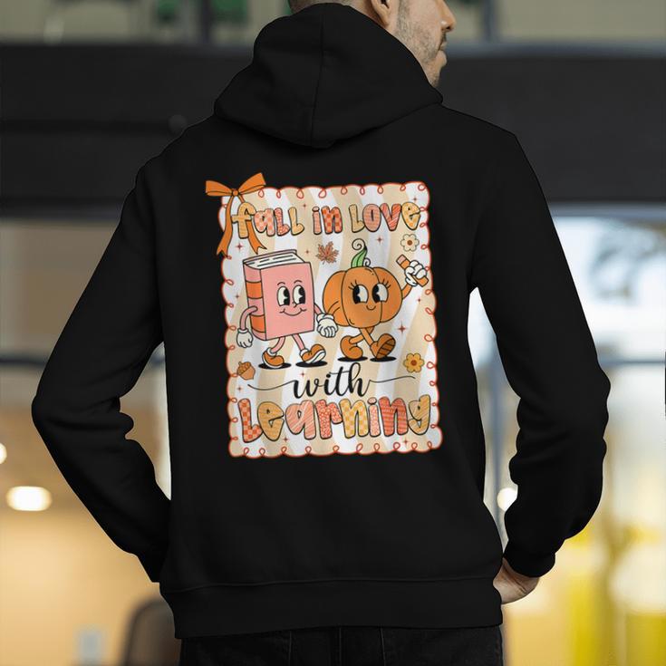 Pumpkin Teacher Preppy Fall In Love With Learning Autumn Men's Hoodie Back Print, funny gift Pumpkin Teacher Preppy Fall In Love With Learning Autumn Men's Hoodie Back Print, funny gift