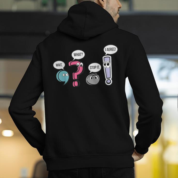 Punctuation English Teacher Wait What Stop It I Agree Men's Hoodie Back Print, English Teacher Hoodies, funny gift Punctuation English Teacher Wait What Stop It I Agree Men's Hoodie Back Print, English Teacher Hoodies, funny gift