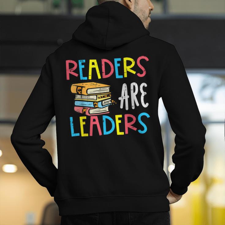 Readers Are Leaders Reading Book Lover Teacher Women Men Kid Men's Hoodie Back Print, funny gift