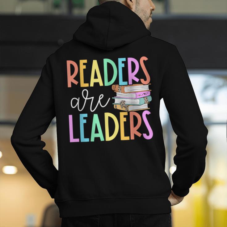 Readers Are Leaders Reading Book Lovers Teacher Women Kids Men's Hoodie Back Print, funny gift