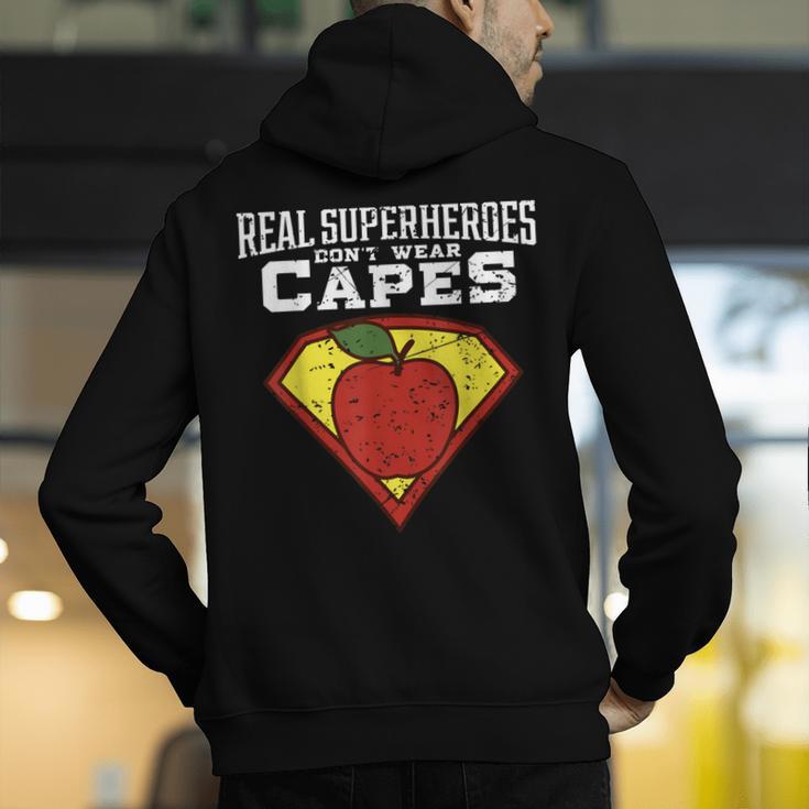 Real Superheroes Don't Wear Capes Teacher Shirt Teaching Te Men's Hoodie Back Print, funny gift Real Superheroes Don't Wear Capes Teacher Shirt Teaching Te Men's Hoodie Back Print, funny gift