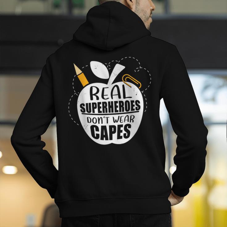 Real Superheroes Wear No Capes Teacher Design Teach Men's Hoodie Back Print, funny gift Real Superheroes Wear No Capes Teacher Design Teach Men's Hoodie Back Print, funny gift
