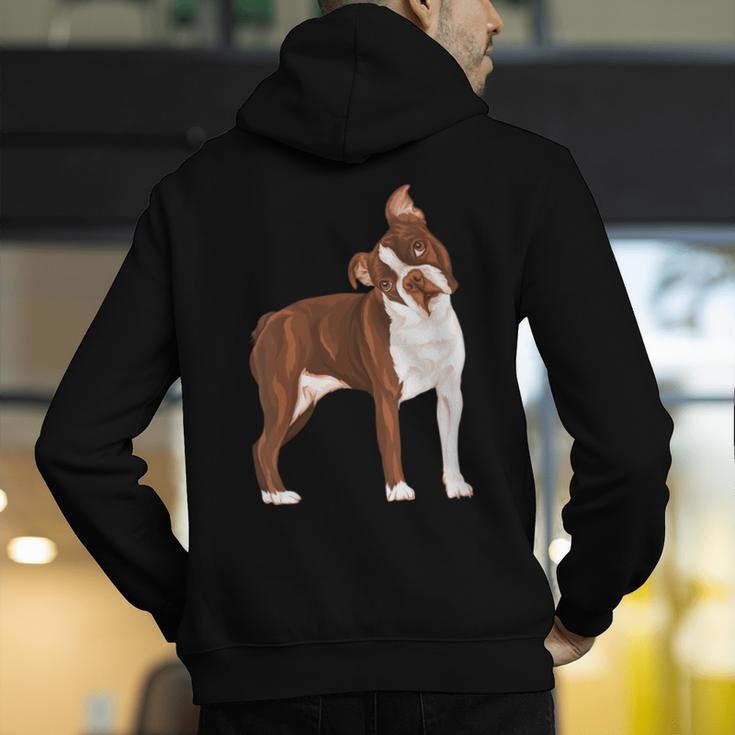 Red Boston Terrier Dog Men's Hoodie Back Print, funny gift