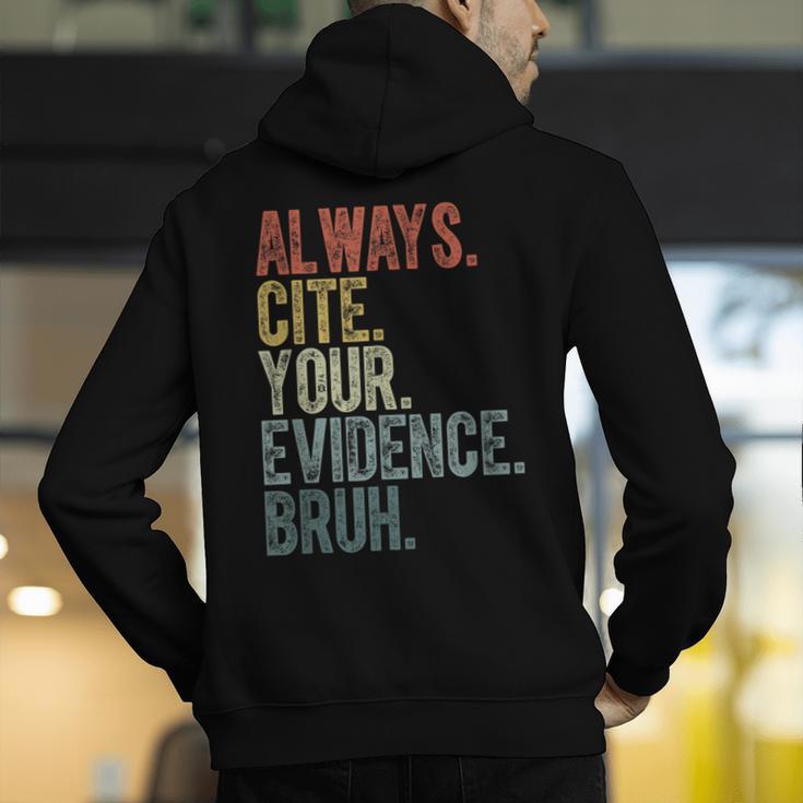 Retro ALways Cite Your Evidence Bruh ELA Teacher For Men Women Kids Men's Hoodie Back Print, funny gift Retro ALways Cite Your Evidence Bruh ELA Teacher For Men Women Kids Men's Hoodie Back Print, funny gift