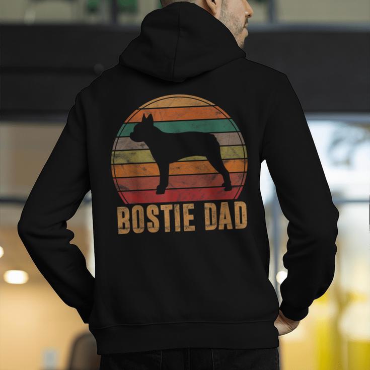 Retro Boston Terrier Dad Dog Owner Pet Bostie Father Men's Hoodie Back Print, Boston Terrier Dad Hoodies, funny gift