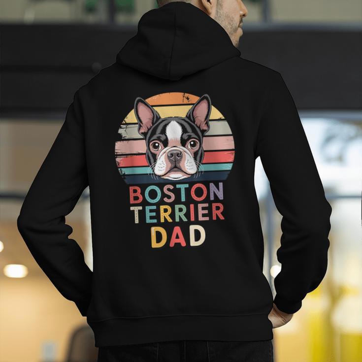 Retro Boston Terrier Dad Men's Hoodie Back Print, Boston Terrier Dad Hoodies, funny gift