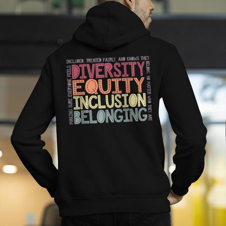 Retro Diversity Equity Inclusion Belonging DEIB Teacher Men's Hoodie Back Print, funny gift