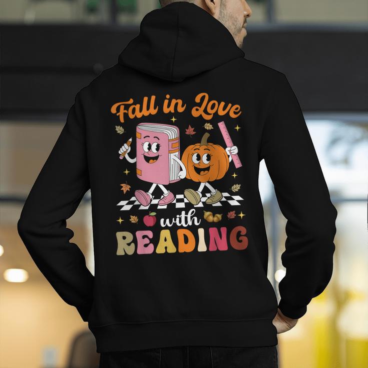 Retro Fall In Love With Learning Pumpkin Autumn Teacher Men's Hoodie Back Print, funny gift Retro Fall In Love With Learning Pumpkin Autumn Teacher Men's Hoodie Back Print, funny gift