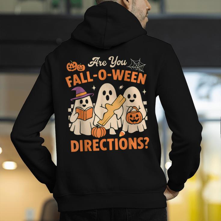 Retro Are You Fall O Ween Directions Ghost Teacher Spooky Men's Hoodie Back Print, funny gift