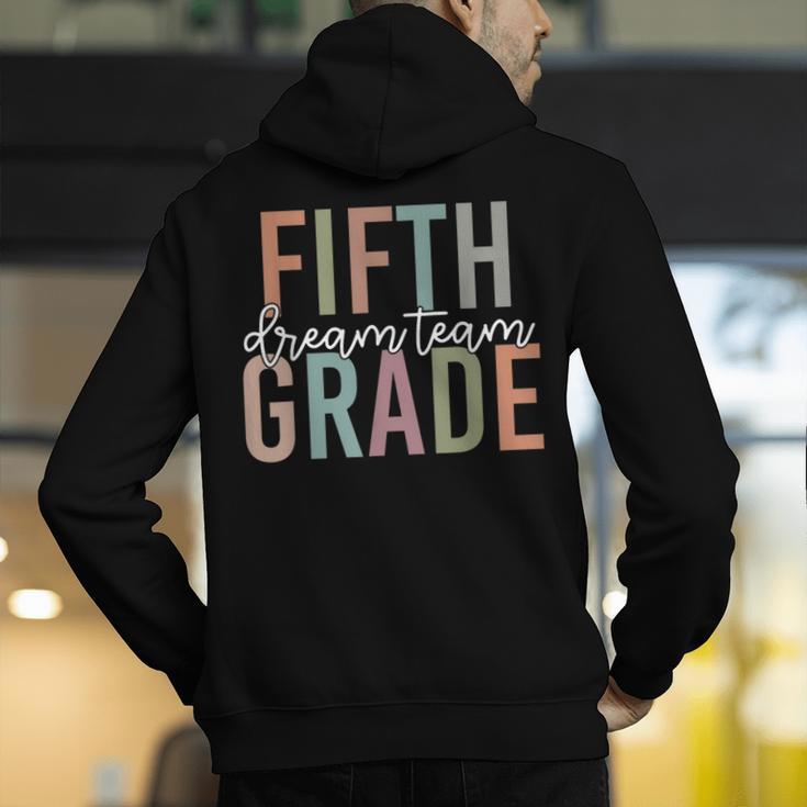 Retro Fifth Grade Dream Team Groovy Teacher Back To School Men Women Girls Kids Men's Hoodie Back Print, Groovy Teacher Hoodies, funny gift