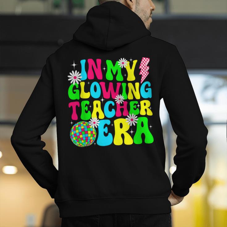 Retro Groovy In My Glowing Teacher Era Happy Teacher's Day Men's Hoodie Back Print, Groovy Teacher Hoodies, funny gift