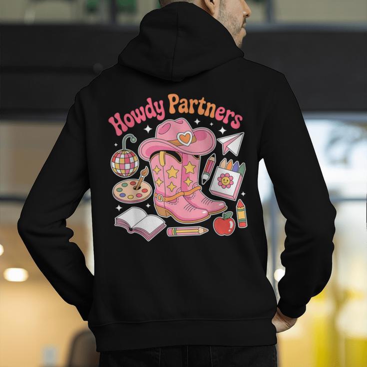 Retro Howdy Partners Cowgirl Cowboy Teacher Back To School Men's Hoodie Back Print, funny gift Retro Howdy Partners Cowgirl Cowboy Teacher Back To School Men's Hoodie Back Print, funny gift