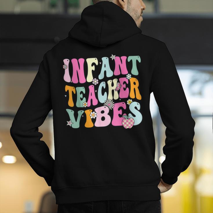 Retro Infant Teacher Vibes Women Daycare Teacher Men's Hoodie Back Print, funny gift
