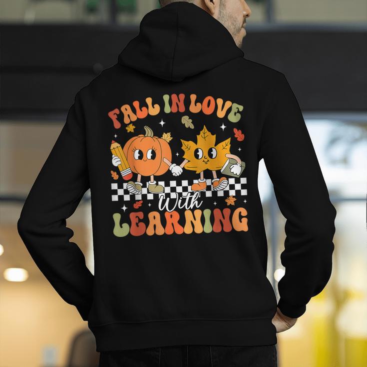 Retro Pumpkin Fall In Love With Learning Autumn Teacher Men's Hoodie Back Print, funny gift Retro Pumpkin Fall In Love With Learning Autumn Teacher Men's Hoodie Back Print, funny gift