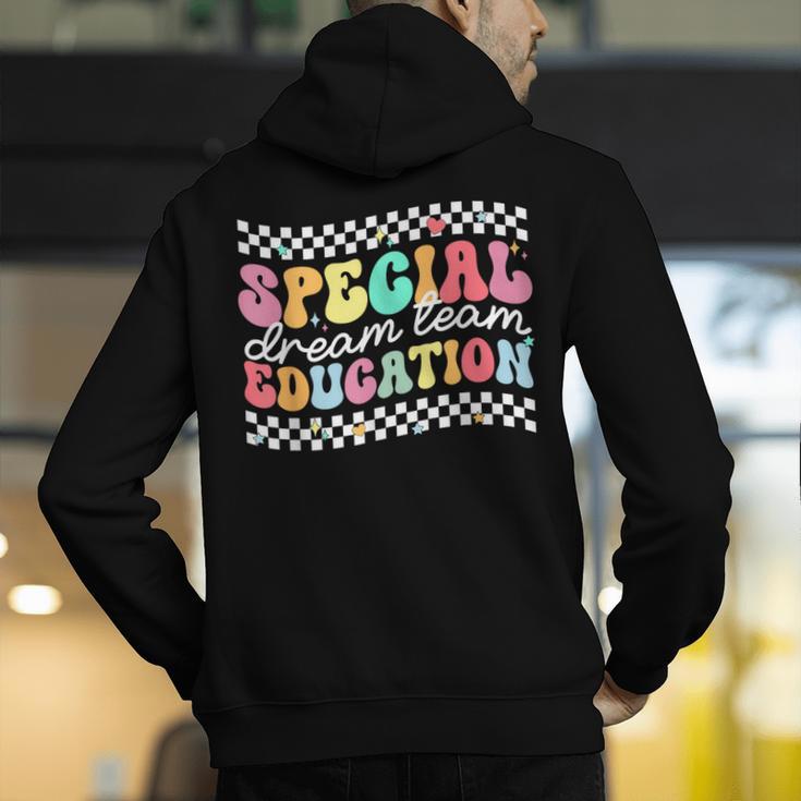Retro Special Education Squad Groovy Dream Team SPED Teacher Men's Hoodie Back Print, Groovy Teacher Hoodies, funny gift
