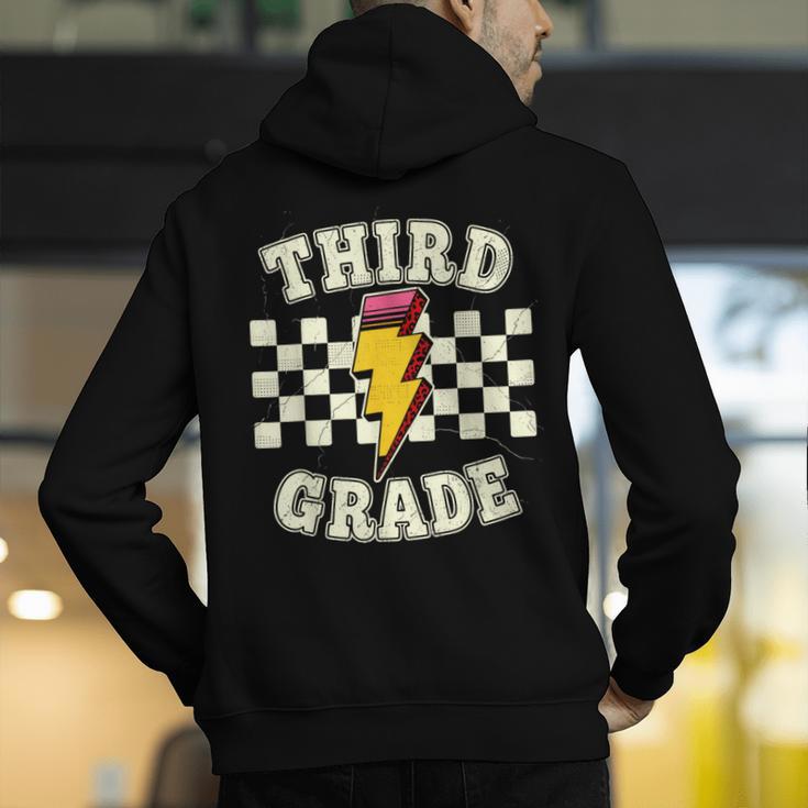 Retro Third Grade Teacher Lightning Bolt Pencil Teacher Kids Men's Hoodie Back Print, funny gift Retro Third Grade Teacher Lightning Bolt Pencil Teacher Kids Men's Hoodie Back Print, funny gift