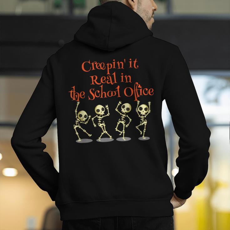 School Office Clerk Creepin' It Real HALLOWEEN Teacher Shirt Men's Hoodie Back Print, funny gift