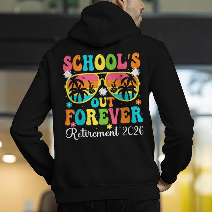 School's Out Forever Retirement 2026 Retro Retired Teacher Men's Hoodie Back Print, funny gift