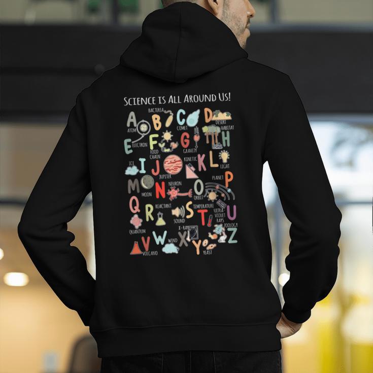 Science Teacher Alphabet Science Is All Around Us Teacher Men's Hoodie Back Print, Science Teacher Hoodies, funny gift