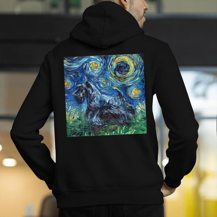 Scottish Terrier Starry Night Scotty Dog Art By Aja Men's Hoodie Back Print, funny gift