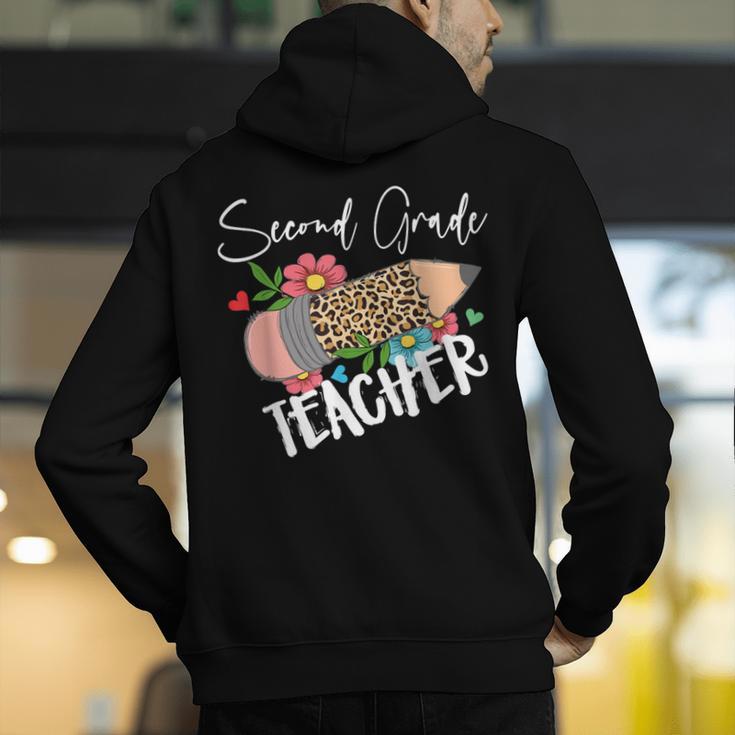 Second Grade Teacher Leopard Pencil 2nd Grade Women Teacher Men's Hoodie Back Print, 2nd Grade Teacher Hoodies, funny gift