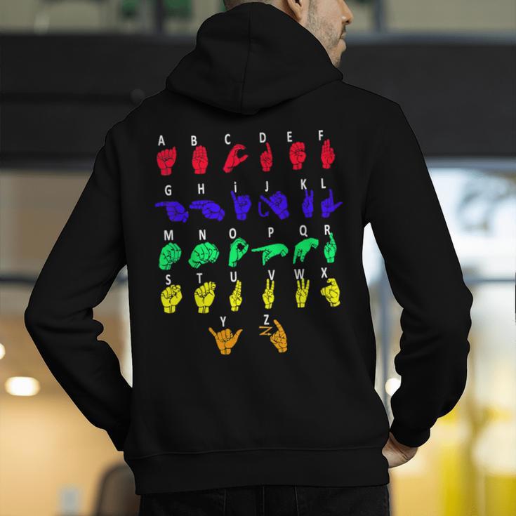 Sign Language Alphabet For ASL Interpreter Deaf Teacher Stud For Men Women Girls Kids Men's Hoodie Back Print, funny gift