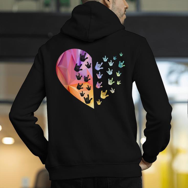 Sign Language Heart ASL For Deaf Teacher Men's Hoodie Back Print, funny gift Sign Language Heart ASL For Deaf Teacher Men's Hoodie Back Print, funny gift