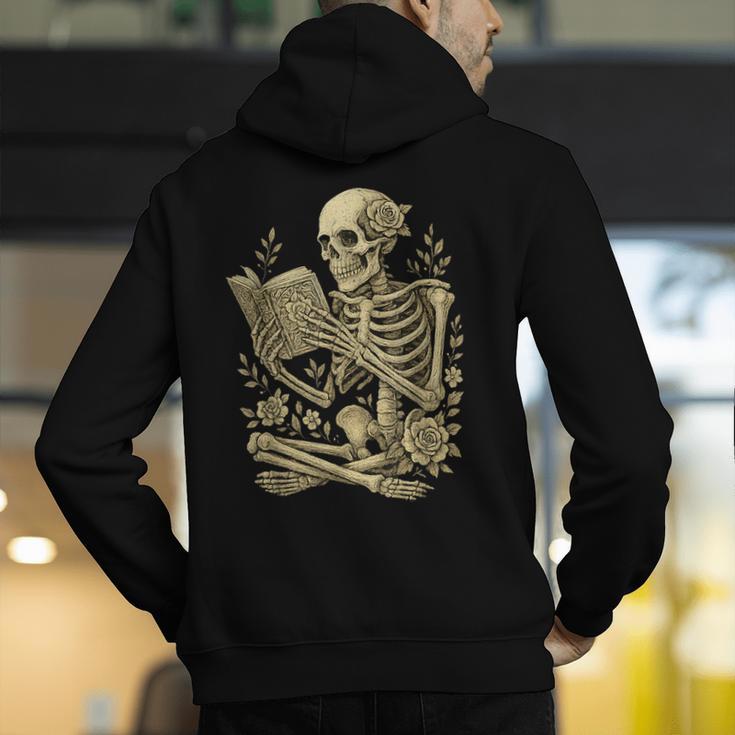 Skeleton Book Floral Skull Halloween Teacher Costume Men's Hoodie Back Print, funny gift Skeleton Book Floral Skull Halloween Teacher Costume Men's Hoodie Back Print, funny gift