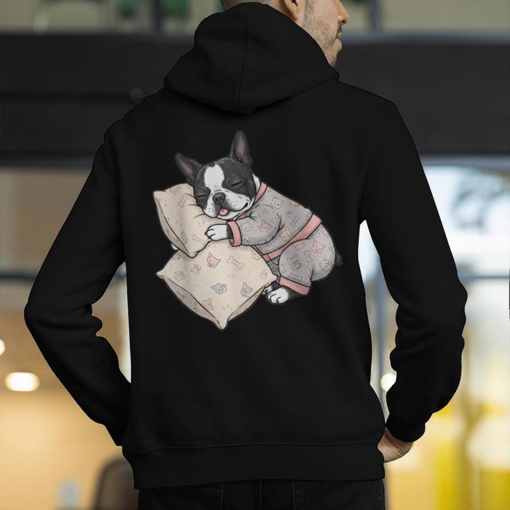 Sleepy Boston Terrier Pajama Men Women Kids Men's Hoodie Back Print, funny gift