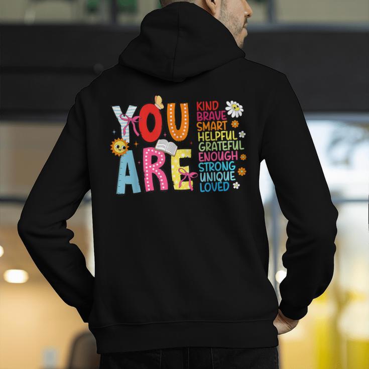 You Are Smart Brave Strong Kind Loved Motivation Teacher Kid Men's Hoodie Back Print, funny gift