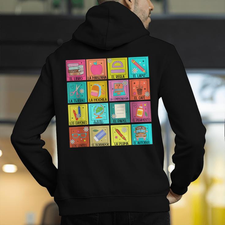 Spanish Teacher Back To School Maestra Dual Language Crew Men's Hoodie Back Print, funny gift Spanish Teacher Back To School Maestra Dual Language Crew Men's Hoodie Back Print, funny gift