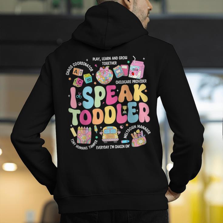 I Speak Toddler Back To School Teacher Men's Hoodie Back Print, funny gift I Speak Toddler Back To School Teacher Men's Hoodie Back Print, funny gift