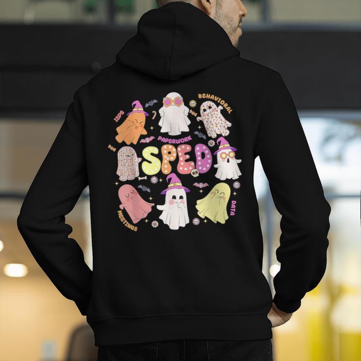SPED Teacher Halloween Spooky Special Education Team Men Women Kids Men's Hoodie Back Print, funny gift