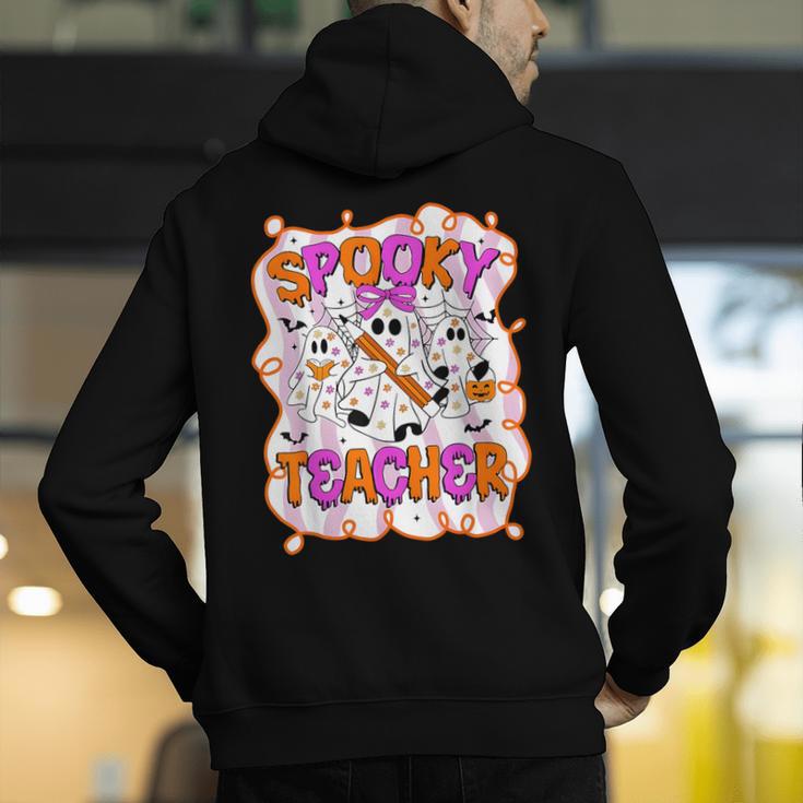 Spooky Teacher Ghost Pencil Teacher Halloween Teacher Men's Hoodie Back Print, funny gift