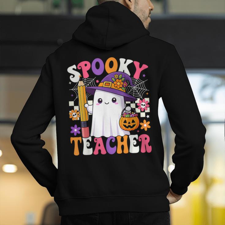 Spooky Teacher Ghost Pencil Teach Halloween Teacher Men's Hoodie Back Print, funny gift
