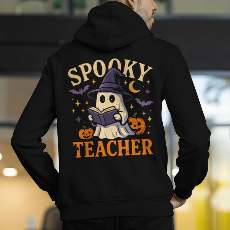 Spooky Teacher Halloween Cute Ghost Pumpkin Reading Women Men's Hoodie Back Print, funny gift