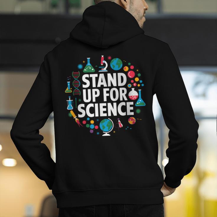 Stand Up For Science STEM Advocacy Pro Scientific Teacher Men's Hoodie Back Print, Science Teacher Hoodies, funny gift
