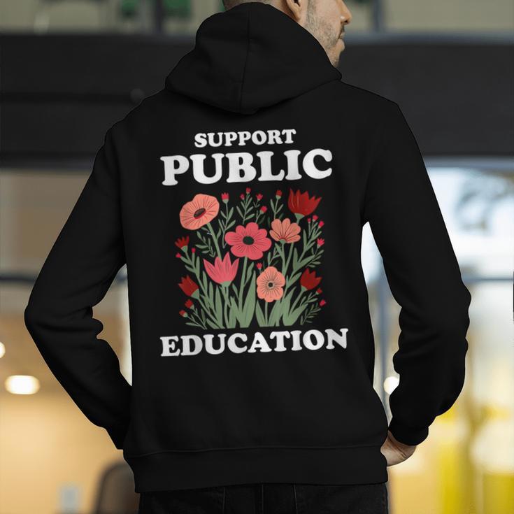 Support Public Education Cute Floral Teacher Red For Ed Men's Hoodie Back Print, funny gift Support Public Education Cute Floral Teacher Red For Ed Men's Hoodie Back Print, funny gift