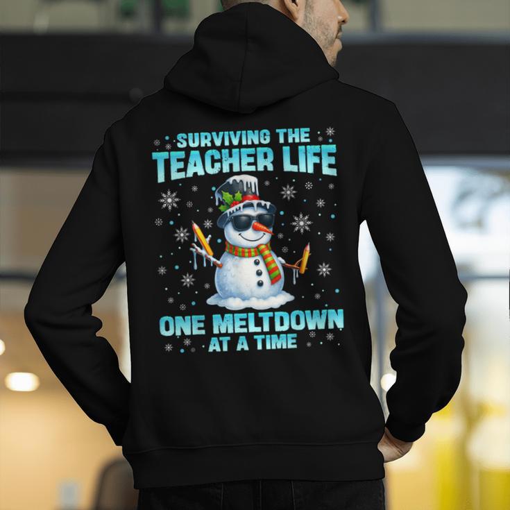 Surviving The Teacher Life Pjs Pajamas Christmas Xmas Teache Men's Hoodie Back Print, funny gift